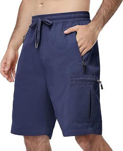 Shorts décontractés pour hommes en polyester tissé extensible, taille mi-haute, avec logo frontal et braguette boutonnée, anti-humidité, pour l'été - Product Image 1