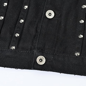 Chaqueta de Mezclilla para Hombre, 100% Algodón, Secado Rápido, Transpirable, Resistente al Viento, Estilo Urbano, Decorada con Remaches, Estilo Punk, Corte Ajustado - Product Image 5