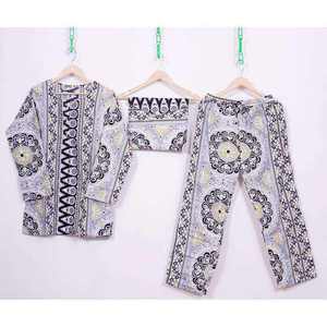 Conjunto de Pijama Casual de Otoño para Mujer 2024, 100% Algodón Satinado, Estampado Floral, Cuello en V, ODM, Transpirable, Cintura Elástica, Mangas Largas26 - Product Image 2