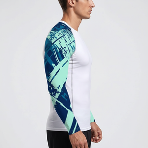 <b>Men</b> Long Sleeve Rash Guard <b>Compression</b> <b>Shirt</b> Quick Dry Breathable MMA Fight Top Custom Logo - Product Image 3