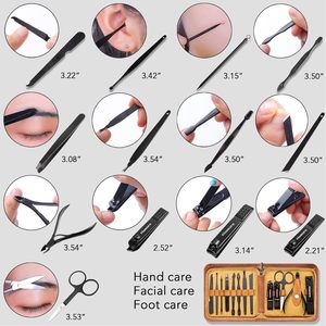 Ensemble de manucure élégant noir pour soins des ongles, outils de toilettage en acier inoxydable pour hommes et femmes, idéal pour les voyages d'affaires, vente en gros - Product Image 3