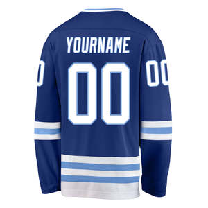 High-quality Sublimated Hockey Jersey Blue & White Team Uniform for <b>Men</b> Professional Breathable Sports Apparel Factory Price - Product Image 2