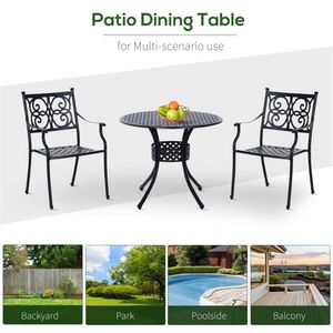 Tavolo da bistrot rotondo da esterno nero da 33 pollici con foro per ombrellone - Product Image 4