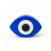 Vela Aromática Artesanal Personalizada con Escultura de Ojo Turco Azul Cobalto, Estilo Moderno, Calidad de Exportación Verificada, para el Día del Padre