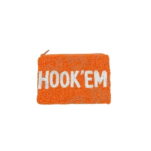 Monedero con Cuentas Hook'Em, Color Naranja, Rectangular, Cartera Textil Hecha a Mano - Product Image 1