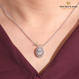 Colgante de Halo con Diamante Ovalado Deslumbrante de 2.00 Quilates, Regalo para Ella, Diamante Cultivado en Laboratorio CVD, Oro Sólido de 14K, Color E, Claridad VVS2, Certificado IGI - Product Image 4