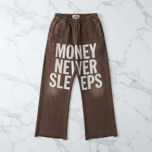 Pantalon de survêtement tendance à jambe large et coupe ample en molleton premium, style décontracté urbain - Product Image 1