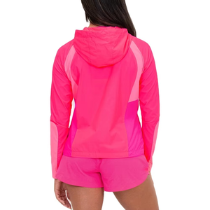 Custom Pink Women Nylon Running Shorts Set Lightweight Hooded Windbreaker Quick Dry Activewear OEM ODM Supplier - Product Image 3