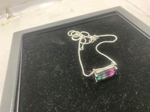 <b>Rainbow</b> Necklace Gradient Colored square Cubic Zirconia Necklace Stainless Necklace Gemstone Handmade Jewelry <b>Top</b> Quality - Product Image 4