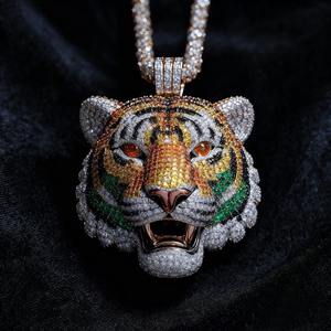 Collar con Colgante de Cabeza de Tigre Estilo Hip Hop, Chapado en Oro de 18K, con Circonitas, para Hombre, Joyería Urbana para Raperos - Product Image 2