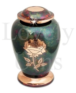 Gleaming rose brass urn funeral <b>keepsake</b> urn <b>memorial</b> cremation urn handcrafted brass rose design <b>memorial</b> home decor - Product Image 2