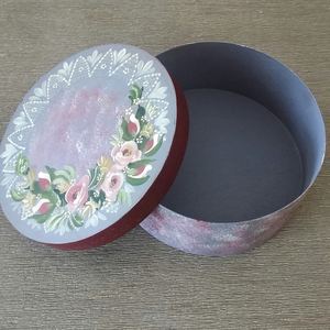 Tradebyd Rustic Wooden Box Hand Painted European Folk Art Vintage Style Decorative <b>Chest</b> for Jewelry <b>Storage</b> - Product Image 1