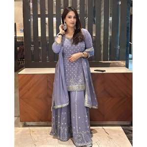 Conjunto de Top y Dupatta Plazzo para Mujer, Ideal para Fiestas - Product Image 4