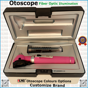 Ensemble d'instruments de diagnostic fiables à fibre optique rose, otoscope manuel léger pour usage clinique - Product Image 1