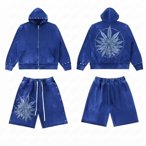 Conjunto Deportivo de Moda, Tejido Grueso, 500 GSM, Sudadera con Cremallera de Algodón, Conjunto Deportivo Personalizado con Rayas, Traje Deportivo para Hombre - Product Image 5