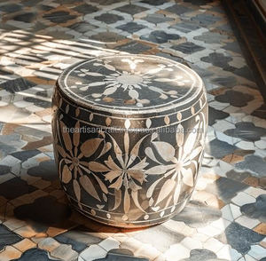 Tabouret ovale moderne et écologique en incrustation d'os, couleur et design personnalisables, fabriqué à la main par ARTISAN CRAFT pour la maison, l'hôtel et l'appartement - Product Image 3