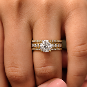 Anillo de Compromiso de Lujo con Triple Hilera de Diamantes Cultivados en Laboratorio, Chapado en Rodio sobre Oro Sólido de 14K, 1.0ct, Certificado IGI - Product Image 2