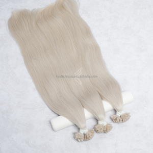 Nuevas Extensiones de Cabello Virgen Europeo de Moda, Estilo Fumi, Punta Plana, Rubio Platino Blanco, para Mujeres - Product Image 1