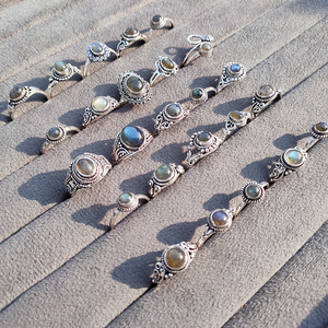 Bohemia <b>Labradorite</b> Gemstone Statement <b>Rings</b> Brass Silver Plated Handmade Womens Jewelry by JewelryTownIN for Wedding - Product Image 5