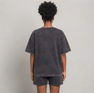 Heavyweight 100% Cotton women's T-Shirt & short <b>Set</b> 300GSM Oversized Blank Quick-drying Breathable Streetwear ladies 2 piece <b>set</b> - Product Image 2