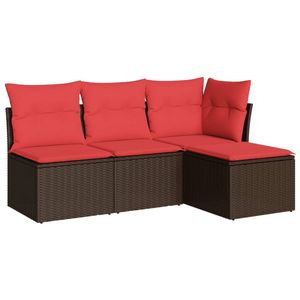 Ensemble de canapés de patio en polyrotin marron avec coussins, pour 4 personnes, mobilier d'extérieur au design contemporain - Product Image 2