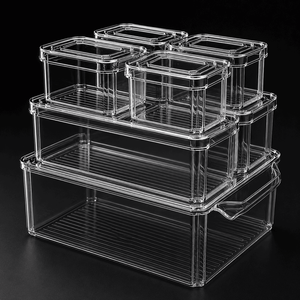 Clear Storage <b>Container</b> Set – Stackable Fridge, Pantry & Office Organizers, Multiple Sizes, Multipurpose & Durable - Product Image 1
