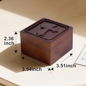 กล่องใส่ลูกประคำไม้สักทำมือ ขายส่ง - ดีไซน์ฉลุลาย - Product Image 5