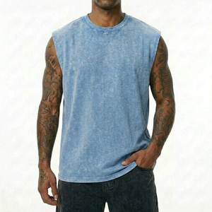 Camiseta sin mangas de alta gama con lavado mineral, etiqueta tejida personalizada y bajo MOQ, suministro de Sialkot - Product Image 1