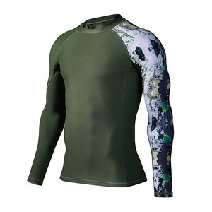Men Full Sleeve Rash Guard Red Black Striped Quick Dry Breathable Swim Surf Top Polyester/Nylon UPF50+ - Product Image 3