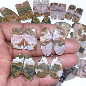 Pierre précieuse Cabochon en Jaspe Océanique de Qualité Standard, Polie Naturellement, Formes Mixtes, Disponible à la Vente - Product Image 4