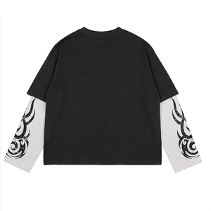 เสื้อยืดโอเวอร์ไซส์ลายกราฟิกพิมพ์ลายสไตล์วินเทจ แบรนด์ Glory Custom รุ่นใหม่สุดเทรนดี้ แขนยาวสองชั้น สำหรับใส่ได้ทั้งผู้ชายและผู้หญิง สไตล์สตรีทแวร์ - Product Image 2