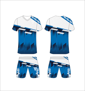 Custom Sublimated Blue Geometric <b>Soccer</b> Jersey Set Men V-Neck Short Sleeve Moisture Wicking Athletic Fit All Seasons - Product Image 5