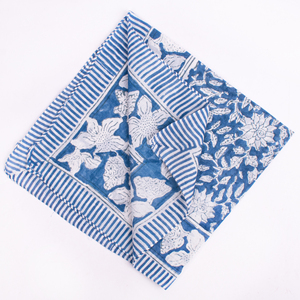 Pure Organic Cotton Bandana Floral Block Printed Lightweight Summer <b>Square</b> <b>Scarf</b> Eco Friendly Artisan Handkerchief - Product Image 3