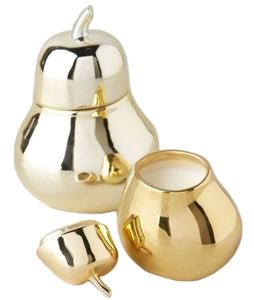 Pear Custom Shape <b>Large</b> Metal Silver and Gold Electroplated Stainless Steel Pear Candle Vessel - Product Image 1