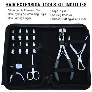 Kit Completo de Extensiones de Cabello Blanco con Pinzas para Extensiones, Pinzas para Extensiones de Cinta Adhesiva, Agujas para Coser Tramas, Clips de Seccionamiento y Herramientas para Dedos - Product Image 2