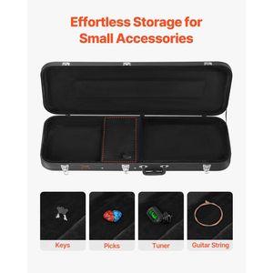 Custodia Rigida per Chitarra Elettrica con Chiusura a Lucchetto, Chiavi e Maniglia, Imbottitura Rettangolare in PVC 43.11, Fodera Morbida per Protezione Strumento Musicale - Product Image 6