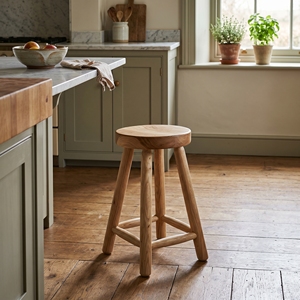 Taburete de Madera de Teca Natural, Silla de Comedor Redonda, Banco Pequeño Artesanal Balinés, Mueble de Interior para Bar o Cafetería - Product Image 3