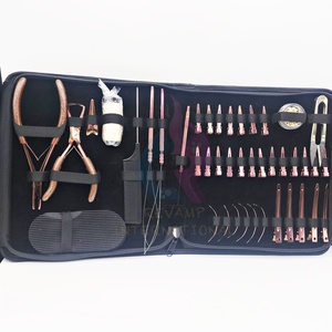 Professional Rose Gold Hair Extension Tools Kit With Bead Opening & Closing Pliers Alligator Clips Needles <b>Crochet</b> <b>Hook</b> & Ring - Product Image 6
