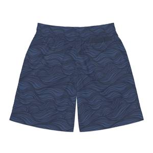 Shorts de Playa para Hombre, Color Azul Marino, con Estampado de Ondas, Cintura Elástica, Secado Rápido, Estilo Casual, Sublimación - Product Image 5