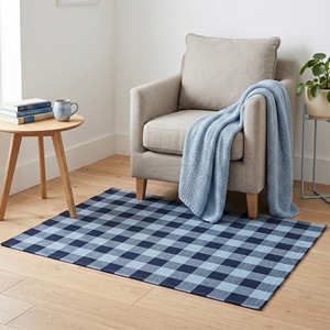 Tapis rectangulaire en coton durable à tissage plat antidérapant pour salon 2x3 motif abstrait violet clair à poils ras en coton - Product Image 5