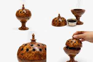 Porte-encens rond minimaliste en bois fait main. Universel Outre-mer - Product Image 4