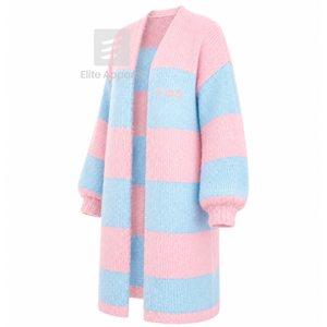 Cardigan long respirant personnalisé Gamma Phi Delta Sorority avec logo brodé sur le devant, bleu ciel rose, décontracté, manches longues pour femme - Product Image 2