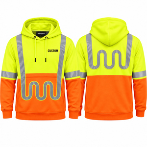 TwillSports <b>Hi</b> <b>Vis</b> Reflective Hoodie Men Safety Workwear <b>Orange</b> Yellow Polyester Sweatshirt Custom Printing Outdoor Use - Product Image 1