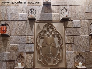 CNC <b>Cut</b> Modern Sandstone Flag Slab Tiles Wall Panels Honed Finish for Exterior Interior Design From Rajasthan - Product Image 2