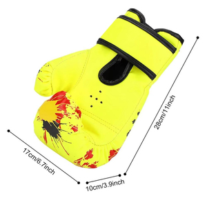 Gants de boxe jaunes personnalisés avec impression carte du monde, en cuir PU, pour entraînement, sparring, kickboxing, MMA, Muay Thai, équipement de sac de frappe - Product Image 2
