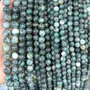 ลูกปัดไพไรต์สีเขียวธรรมชาติทรงกลม ลูกปัดพลอยสำหรับทำเครื่องประดับ DIY งานฝีมือ - Product Image 2