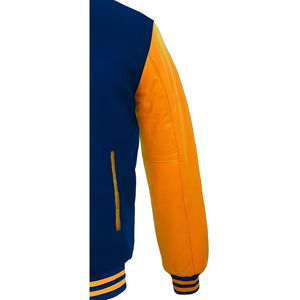 Chaqueta Varsity para Hombre, Mezcla de Lana Melton, Mangas de Cuero, Tela de Lona, Chaqueta Letterman Personalizada al por Mayor - Product Image 4
