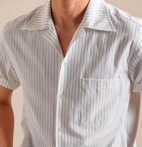 Camisa Casual de Manga Corta para Hombre, de Algodón Popelín a Rayas, con Cuello Clásico, Transpirable, para Verano - Product Image 6