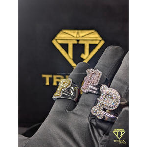 Wholesale <b>Initial</b> P <b>Ring</b> with VVS Moissanite Diamond With 925 Sterling Silver Hip Hop Jewelry By Trisha Jewels - Product Image 4