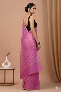 Sari de Seda Chanderi de Estilo Moderno con Toque Tradicional - Product Image 3